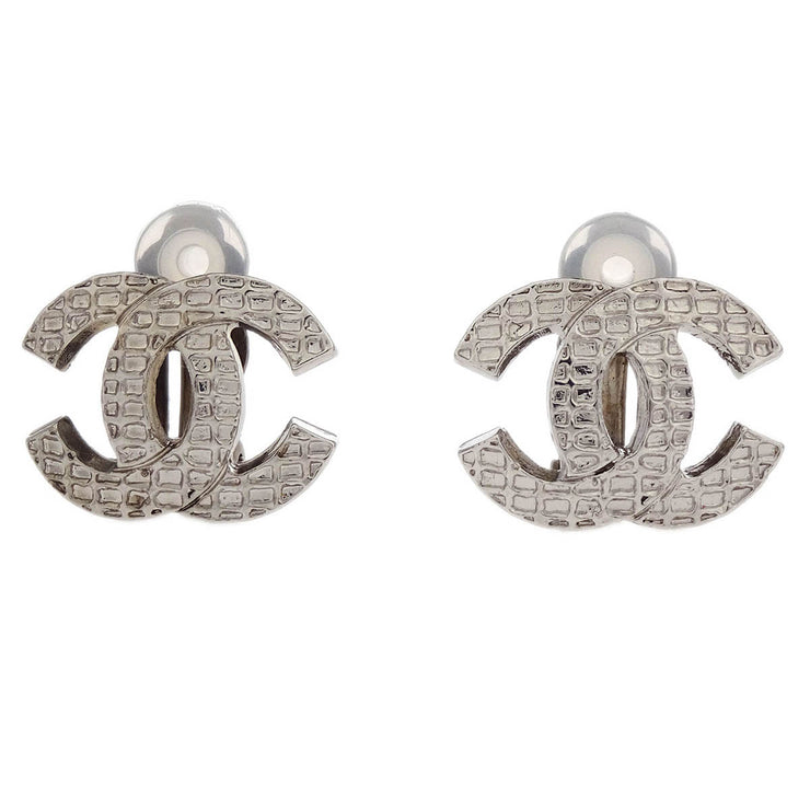 Chanel Silver CC Earrings Clip-On 00A 144850