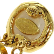 Chanel CC Artificial Pearl Dangle Earrings Clip-On Gold 94P 144852