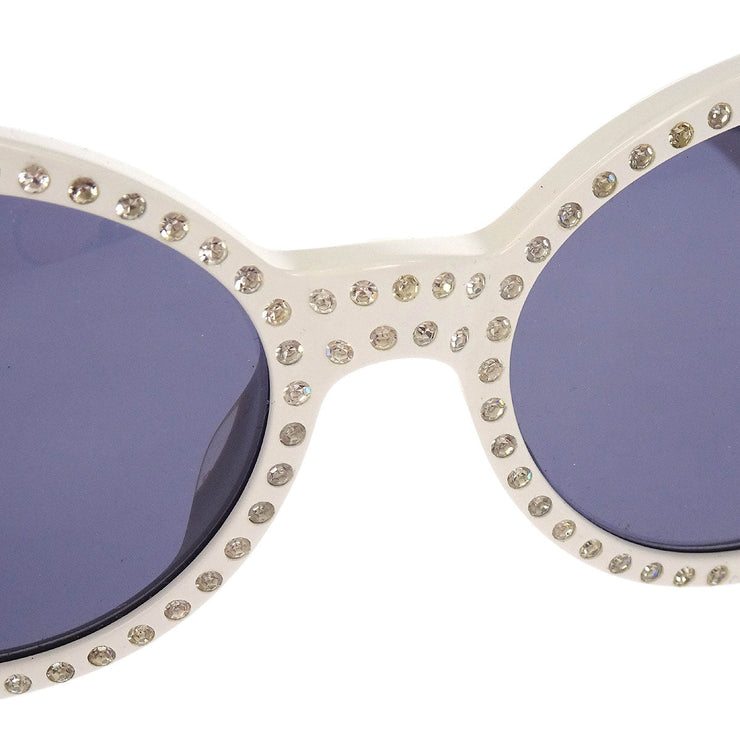 Chanel Sunglasses Eyewear Black White Rhinestone Small Good 05256 10601 144860