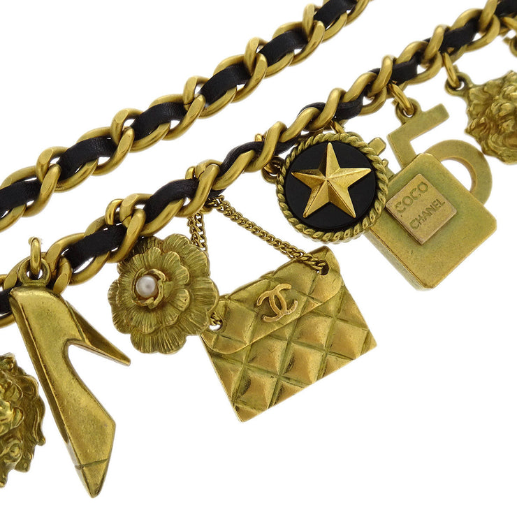 Chanel CC Icon Chain Belt Artificial Pearl Gold Black 94A 144862
