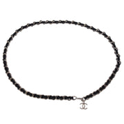 Chanel Silver Black CC Chain Belt 96P Small Good 144864