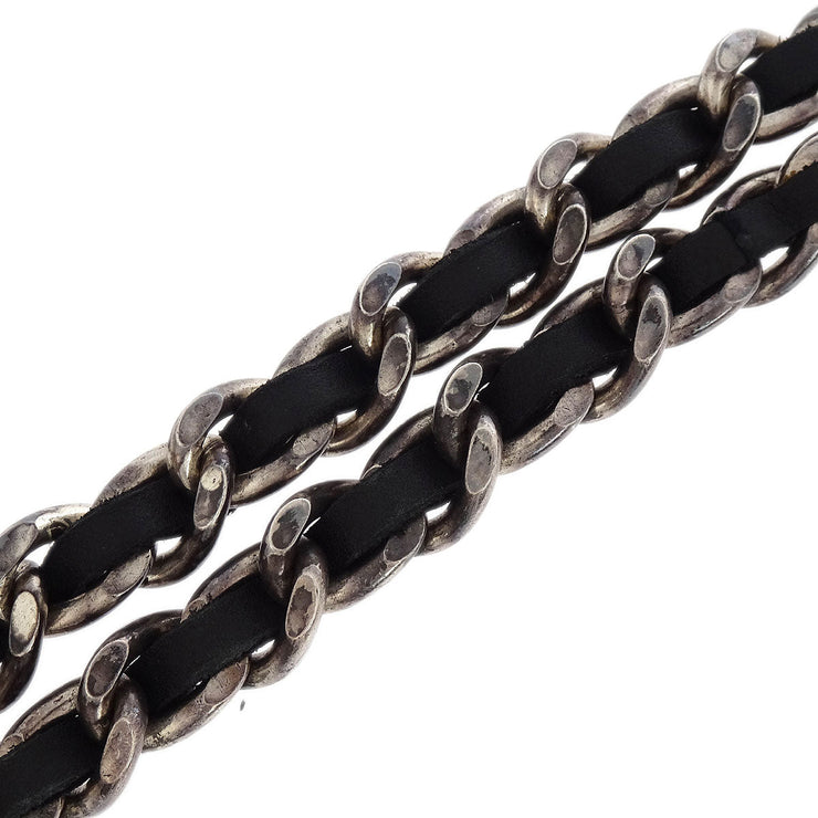 Chanel Silver Black CC Chain Belt 96P Small Good 144864