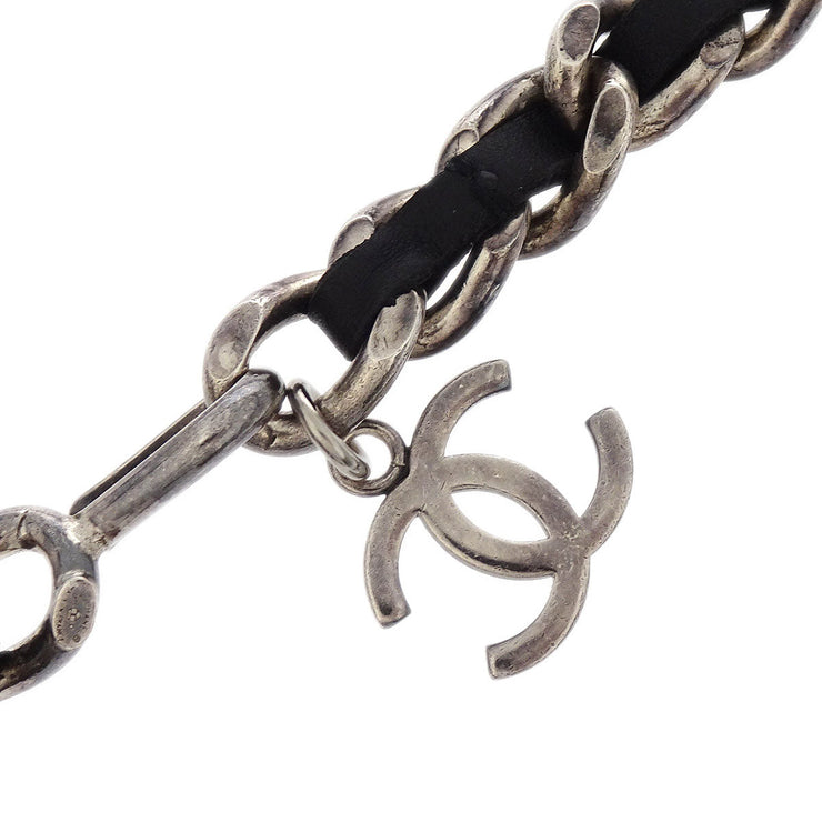 Chanel Silver Black CC Chain Belt 96P Small Good 144864