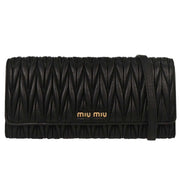 Miu Miu Black Lambskin Matelasse Wallet On Chain WOC 5BP290 144868
