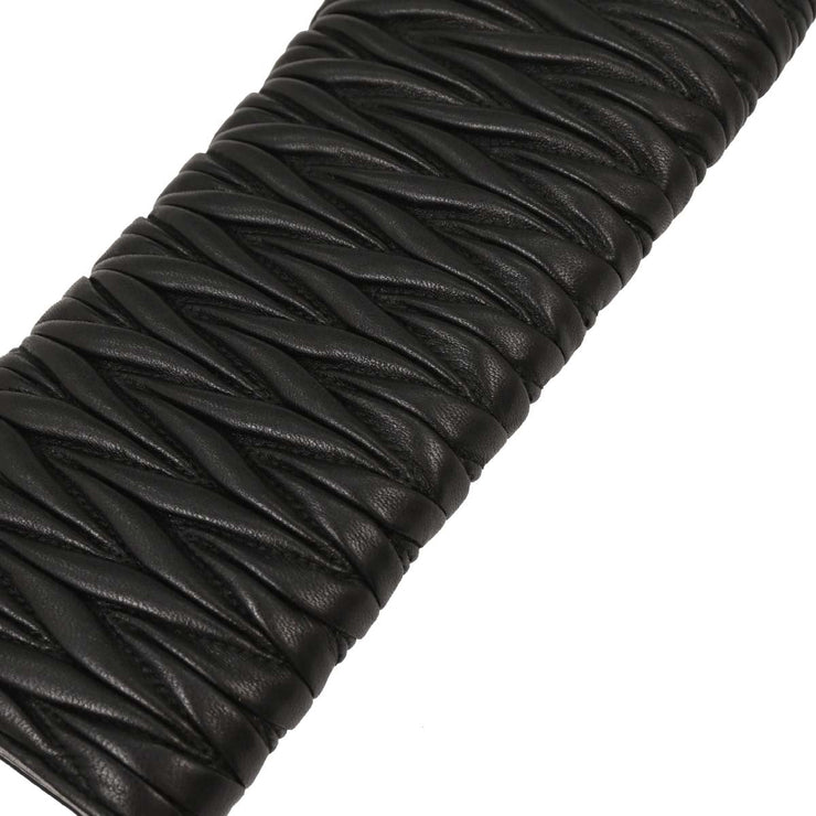 Miu Miu Black Lambskin Matelasse Wallet On Chain WOC 5BP290 144868