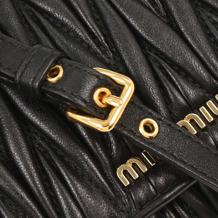 Miu Miu Black Lambskin Matelasse Wallet On Chain WOC 5BP290 144868