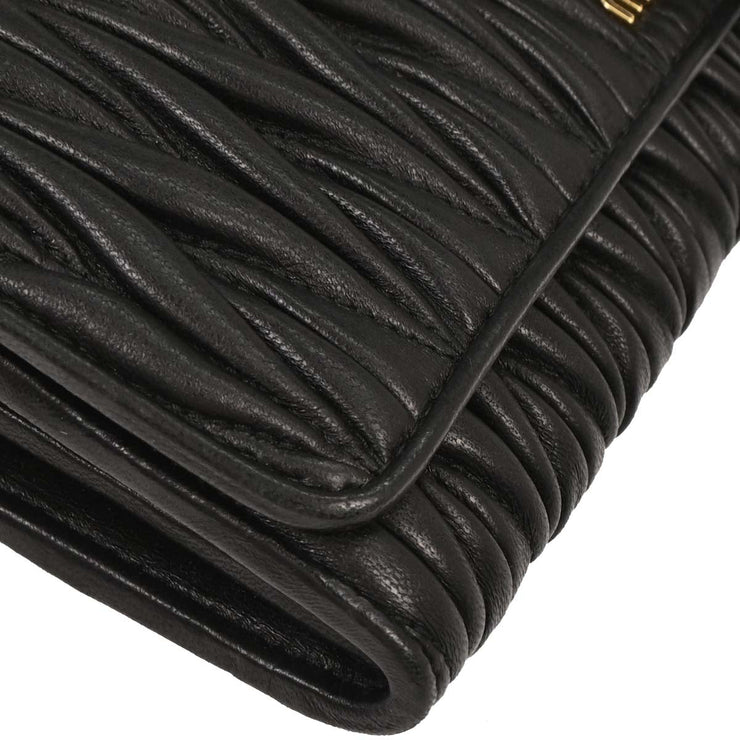 Miu Miu Black Lambskin Matelasse Wallet On Chain WOC 5BP290 144868