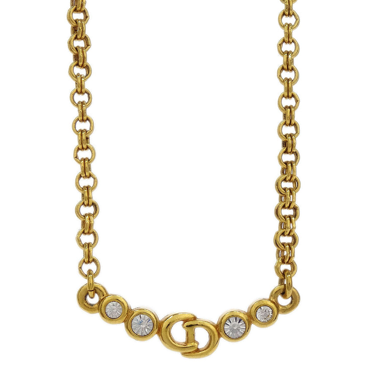 Christian Dior Necklace Pendant Gold Rhinestone 144873
