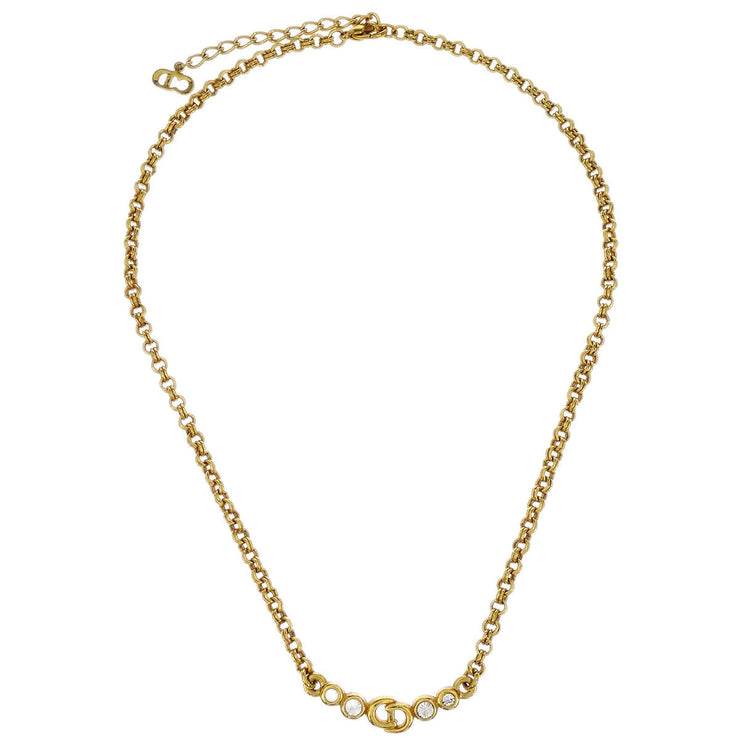Christian Dior Necklace Pendant Gold Rhinestone 144873