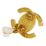 Chanel CC Turnlock Earrings Clip-On Gold Small Rhinestone 96A 144879
