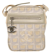 Chanel White Jacquard Nylon Travel Line Shoulder Bag 144881