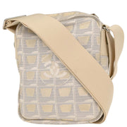 Chanel White Jacquard Nylon Travel Line Shoulder Bag 144881