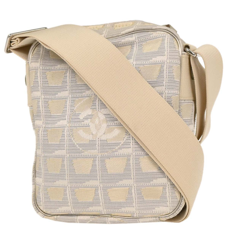 Chanel White Jacquard Nylon Travel Line Shoulder Bag 144881
