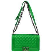 Boy Chanel Green Lambskin Medium Shoulder Bag 144892