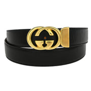 Gucci Black Leather Belt Small Good 105-42 036-519-0964 144895
