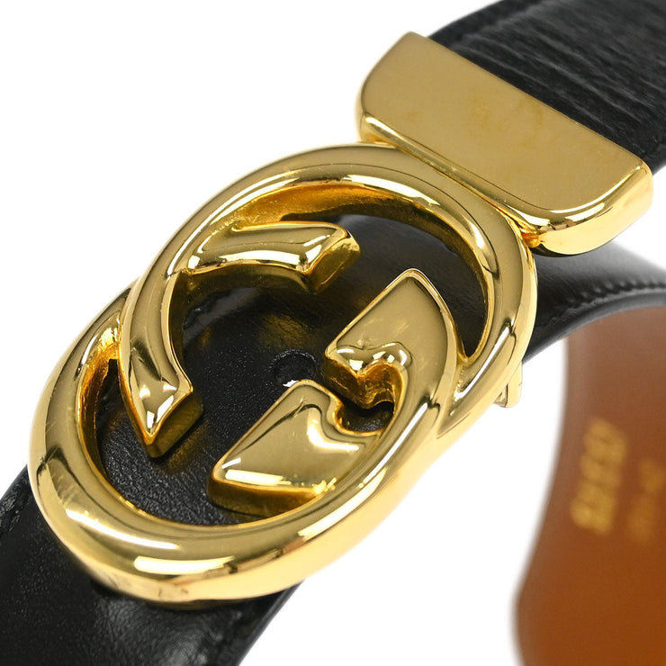 Gucci Black Leather Belt Small Good 105-42 036-519-0964 144895