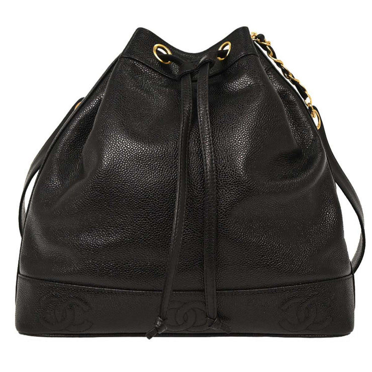 Chanel Black Calfskin Triple CC Bucket Shoulder Bag 144897
