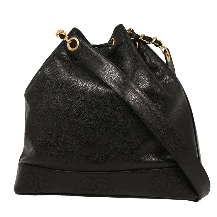 Chanel Black Calfskin Triple CC Bucket Shoulder Bag 144897