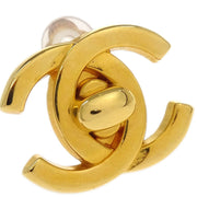 Chanel CC Turnlock Earrings Clip-On Gold Small 95A 144906