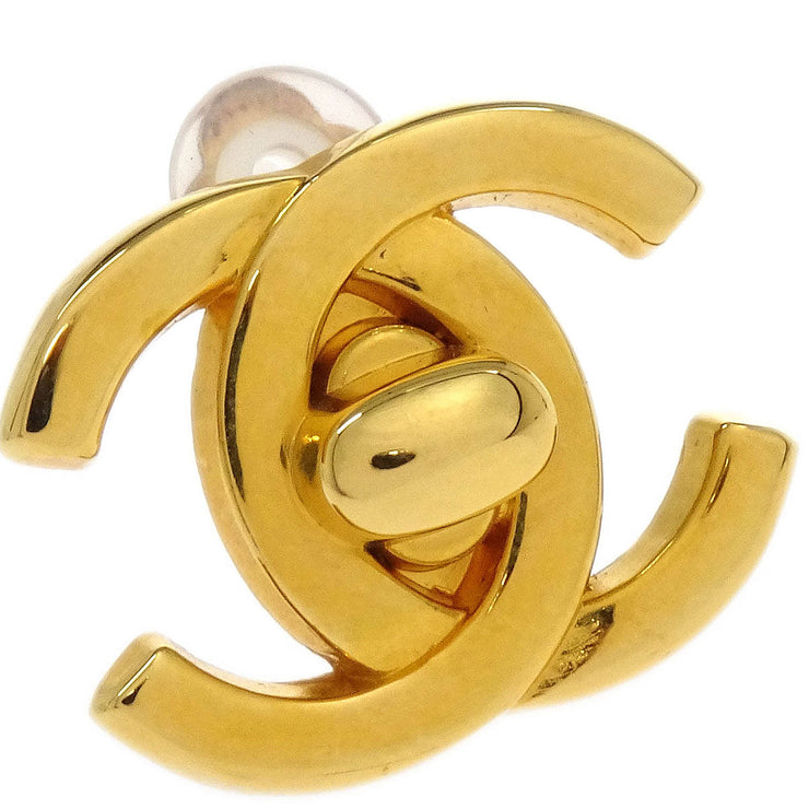 Chanel CC Turnlock Earrings Clip-On Gold Small 95A 144906
