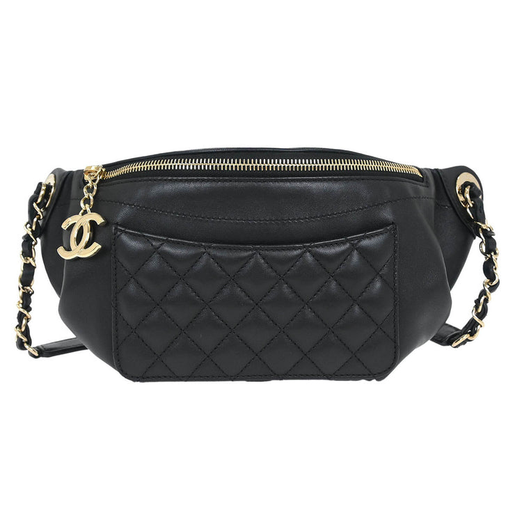 Chanel Black Lambskin Waist Bum Bag 144915
