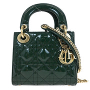 Christian Dior Green Patent leather Lady Dior Cannage Handbag 15-BO-1118 144919
