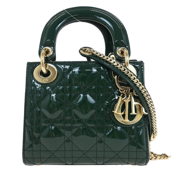 Christian Dior Green Patent leather Lady Dior Cannage Handbag 15-BO-1118 144919