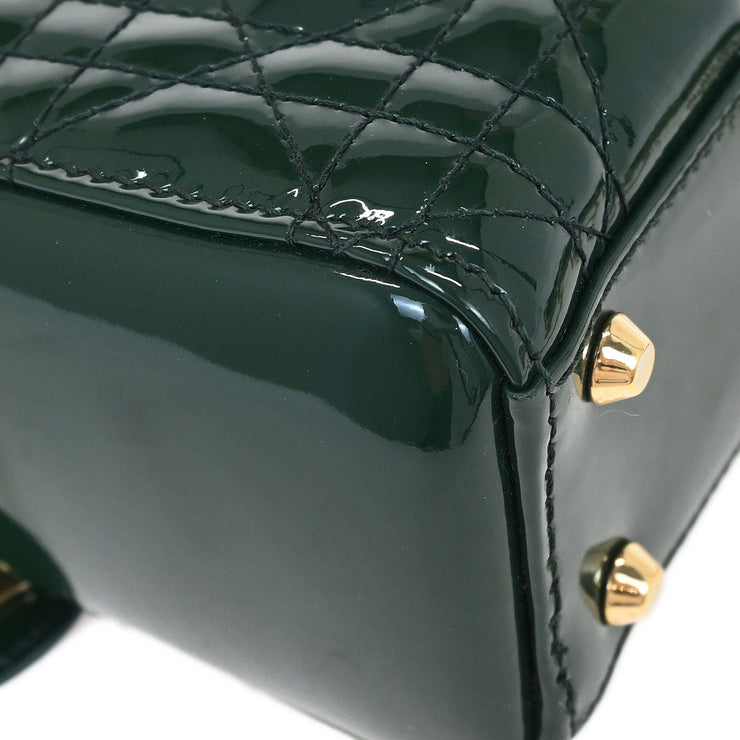 Christian Dior Green Patent leather Lady Dior Cannage Handbag 15-BO-1118 144919