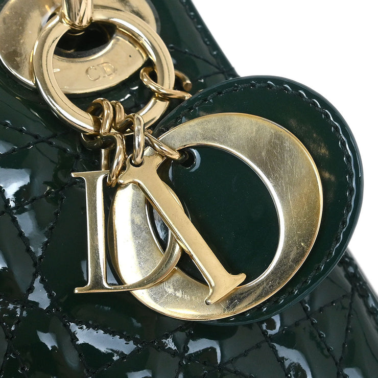 Christian Dior Green Patent leather Lady Dior Cannage Handbag 15-BO-1118 144919