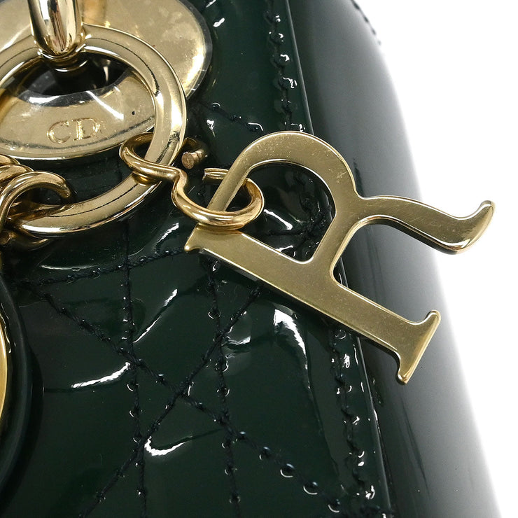 Christian Dior Green Patent leather Lady Dior Cannage Handbag 15-BO-1118 144919
