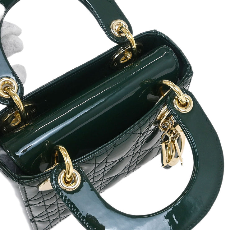 Christian Dior Green Patent leather Lady Dior Cannage Handbag 15-BO-1118 144919