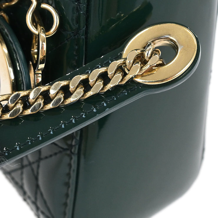 Christian Dior Green Patent leather Lady Dior Cannage Handbag 15-BO-1118 144919