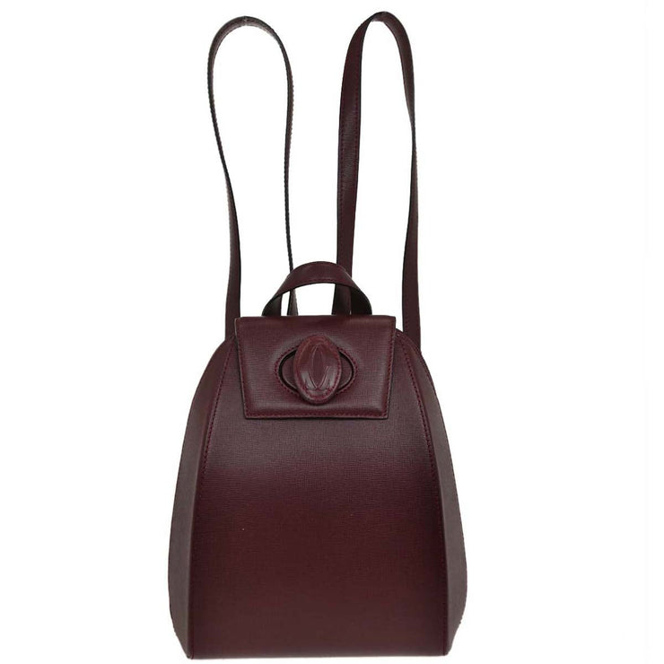 Cartier Bordeaux Leather Backpack EBDI 144929