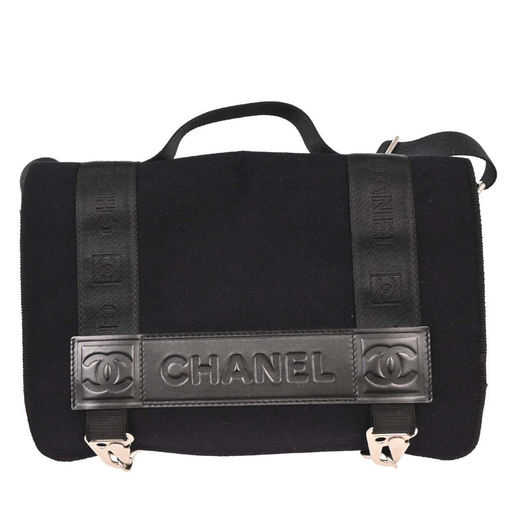 Chanel Black Felt Nylon Sport Line 2way Handbag 144944