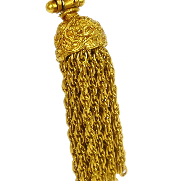 Chanel Fringe Dangle Earrings Clip-On Gold 94A 144952