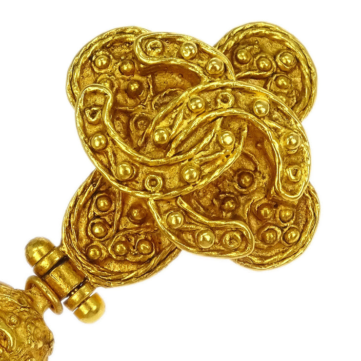 Chanel Fringe Dangle Earrings Clip-On Gold 94A 144952