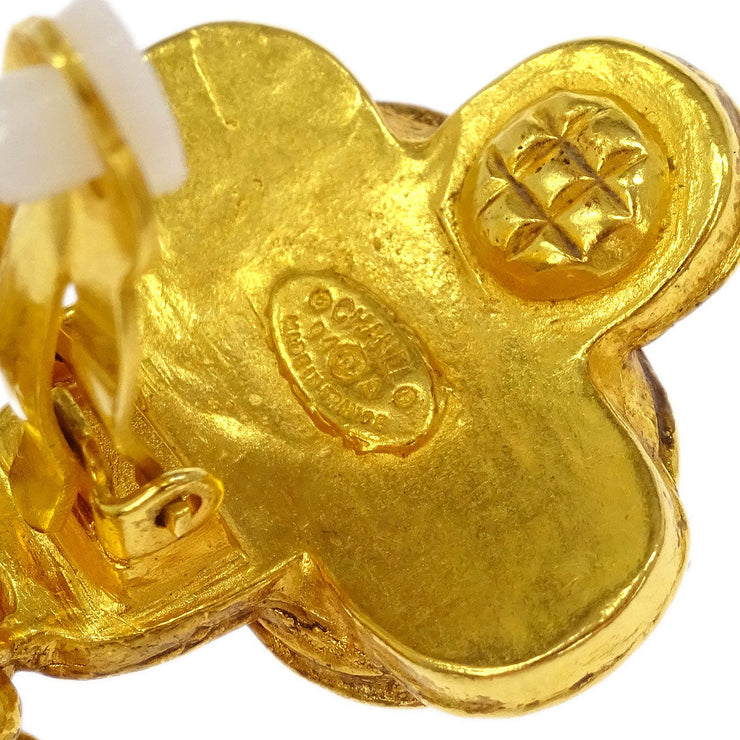 Chanel Fringe Dangle Earrings Clip-On Gold 94A 144952