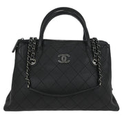 Chanel Black Calfskin Urban Shopping Tote 2way Handbag 144955