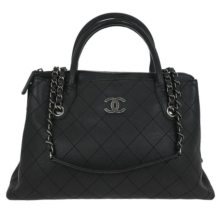 Chanel Black Calfskin Urban Shopping Tote 2way Handbag 144955