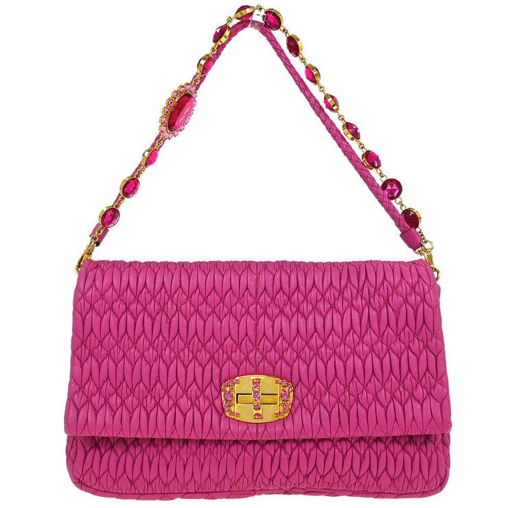 Miu Miu Pink Lambskin Nappa Crystal Handbag 194/A 144965