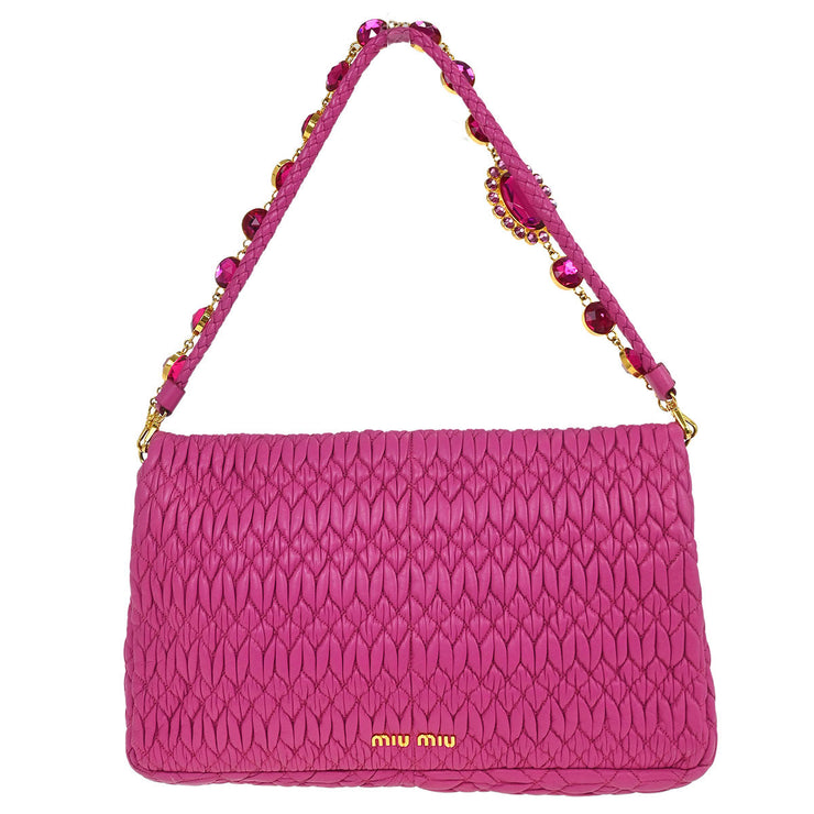 Miu Miu Pink Lambskin Nappa Crystal Handbag 194/A 144965