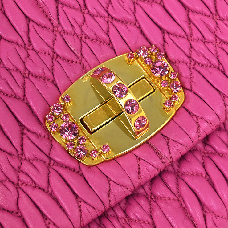 Miu Miu Pink Lambskin Nappa Crystal Handbag 194/A 144965