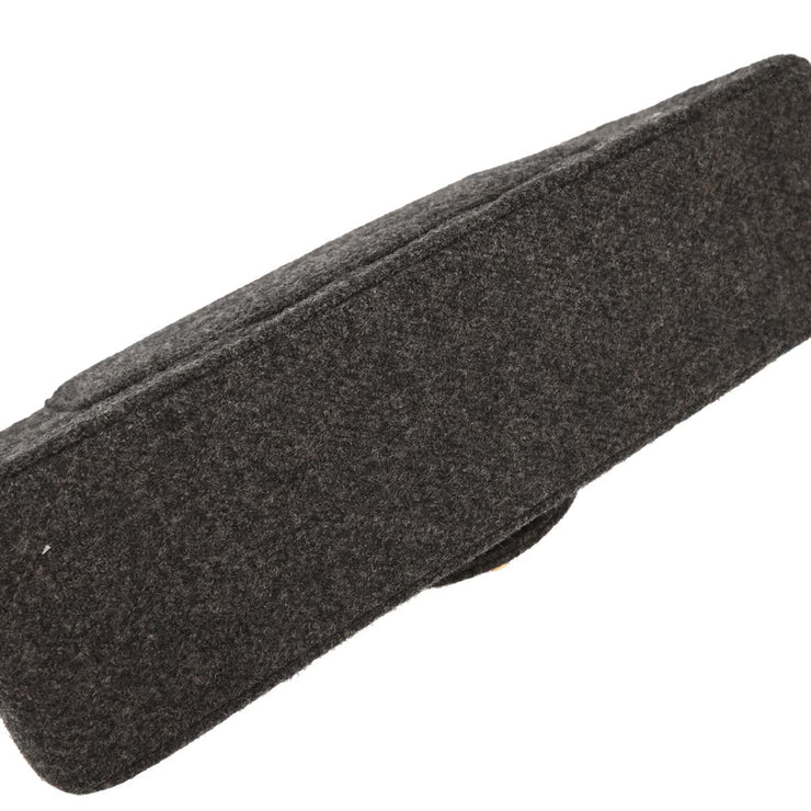 Chanel Gray Wool Medium Classic Double Flap Shoulder Bag 144967