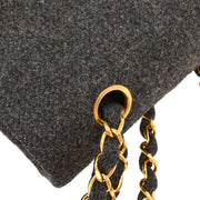 Chanel Gray Wool Medium Classic Double Flap Shoulder Bag 144967