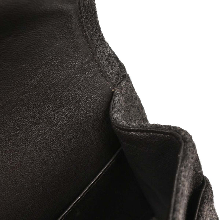 Chanel Gray Wool Medium Classic Double Flap Shoulder Bag 144967