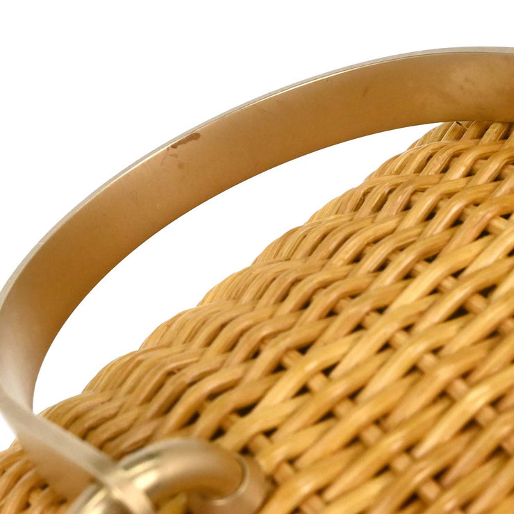 Chanel Beige Rattan Heart Lock Basket Bag 2way Handbag 144969