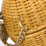 Chanel Beige Rattan Heart Lock Basket Bag 2way Handbag 144969