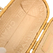 Chanel Beige Rattan Heart Lock Basket Bag 2way Handbag 144969