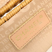 Chanel Beige Rattan Heart Lock Basket Bag 2way Handbag 144969