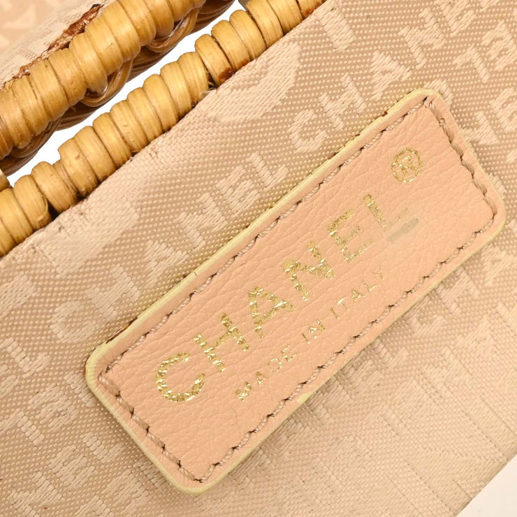 Chanel Beige Rattan Heart Lock Basket Bag 2way Handbag 144969